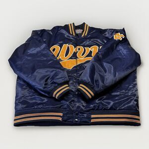 Xtreme Fanz Unisex XL WVU Satin Jacket Navy Gold Vintage